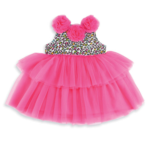 Image of Mud Pie Little Girl Pink Leopard Rosette Dress One Piece Set