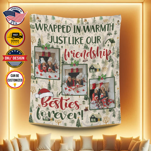 Image of Personalized Christmas Blanket, Custom Bestie Christmas Blanket, Message Blanket, Best Friend Christmas Blanket, Christmas Gift