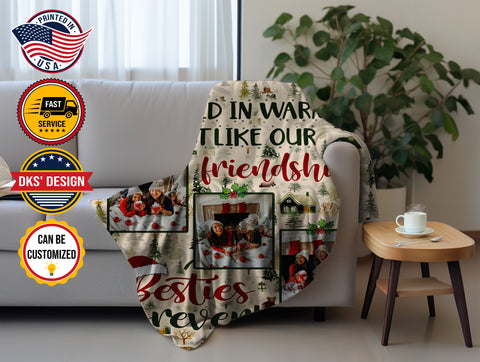Image of Personalized Christmas Blanket, Custom Bestie Christmas Blanket, Message Blanket, Best Friend Christmas Blanket, Christmas Gift