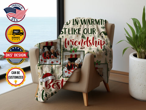 Image of Personalized Christmas Blanket, Custom Bestie Christmas Blanket, Message Blanket, Best Friend Christmas Blanket, Christmas Gift