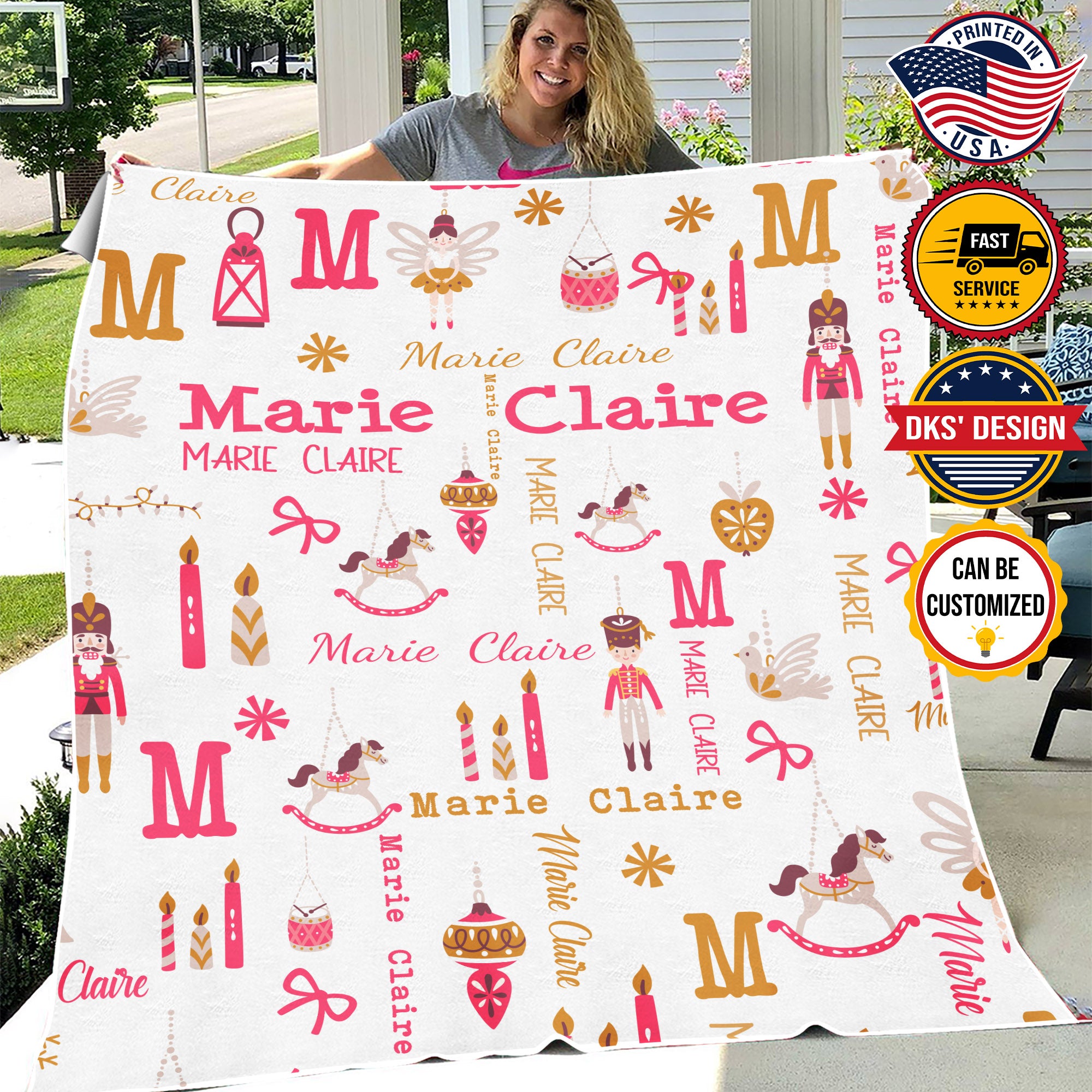Personalized Nutcracker Ballet Blanket, Custom Nutcracker Baby Blanket, Baby Girl Christmas Blanket, Ballet Blanket for Girl, Christmas Gift