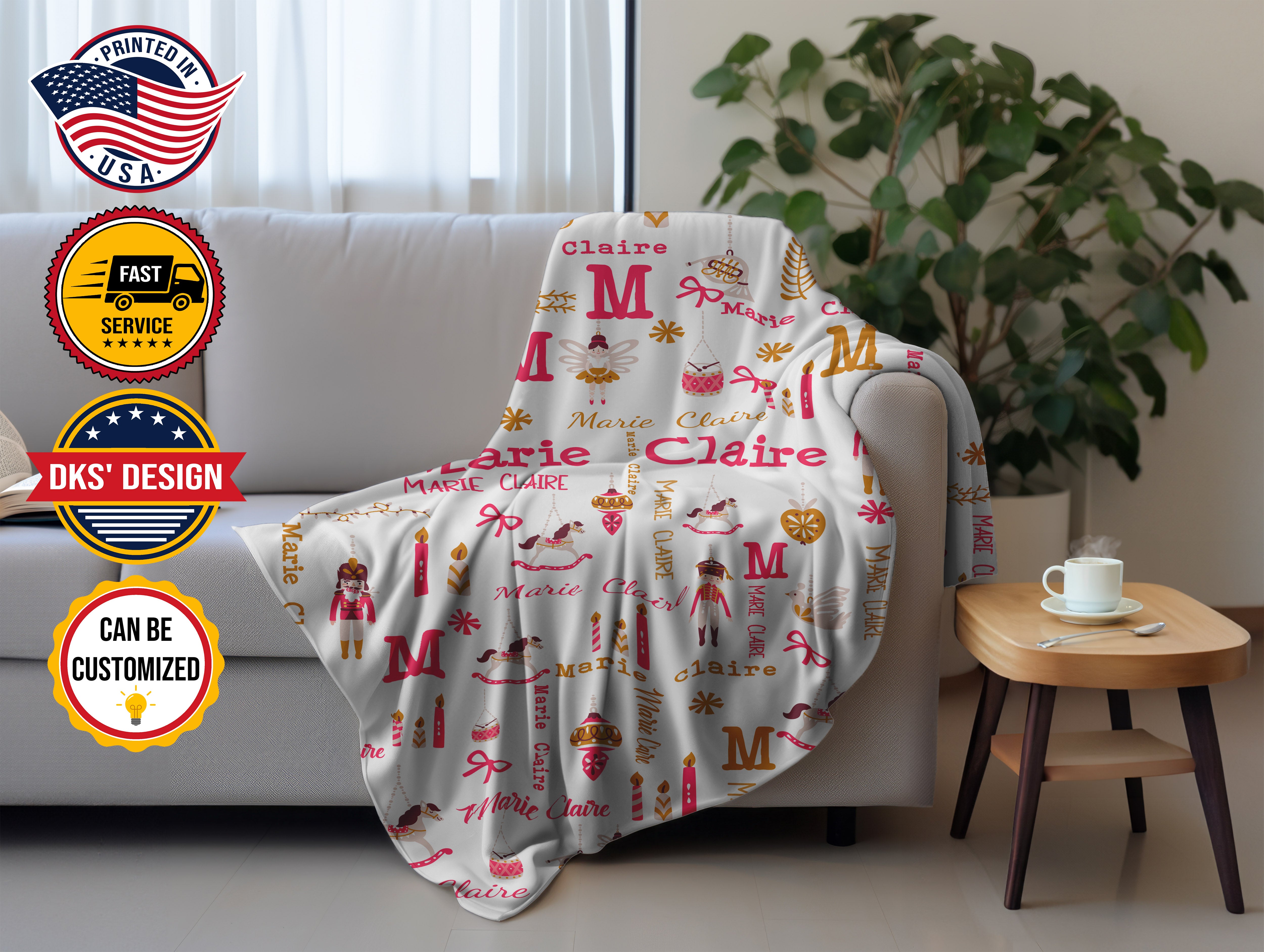 Personalized Nutcracker Ballet Blanket, Custom Nutcracker Baby Blanket, Baby Girl Christmas Blanket, Ballet Blanket for Girl, Christmas Gift