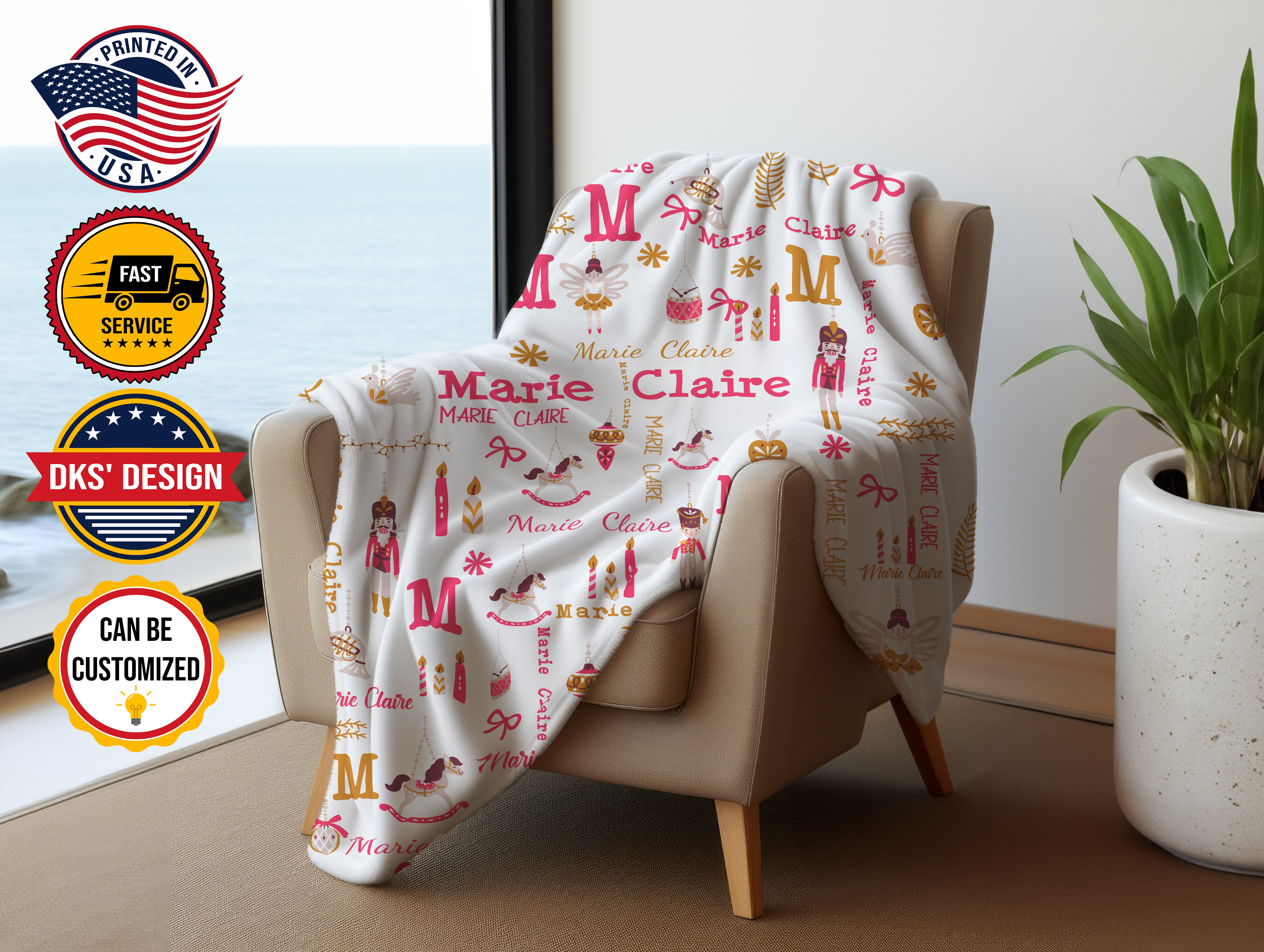 Personalized Nutcracker Ballet Blanket, Custom Nutcracker Baby Blanket, Baby Girl Christmas Blanket, Ballet Blanket for Girl, Christmas Gift