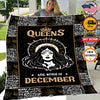 Personalized Birthday Blanket, Custom December Queen Blanket, December Birthday Girl Blanket, Black Queen Blanket, Birthday Gift