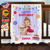 Personalized Baby Blanket, Custom Name Blanket, Happy Birthday Baby Girl Blanket, Baby Birthday Blanket, Baby Girl Blanket, Birthday Gift