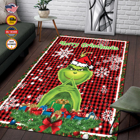 Image of Personalized Christmas Rug, Merry Grinchmas Area Rug, Christmas Area Rug, Home Decor Rugs for Holidays, Christmas Gifts