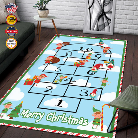 Image of Personalized Christmas Rug, Christmas Elf Game, Christmas Area Rug, Home Carpet, Mat, Home Decor Livingroom Family Room Rugs for Holidays