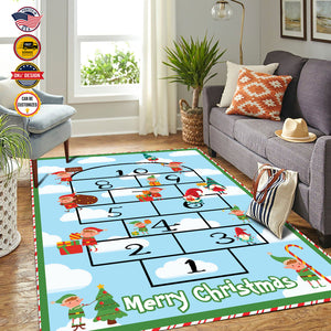 Personalized Christmas Rug, Christmas Elf Game, Christmas Area Rug, Home Carpet, Mat, Home Decor Livingroom Family Room Rugs for Holidays