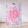 Personalized 19th Birthday Holographic Pattern Blanket, Custom 19 Years Old Blanket, Girl Birthday Blanket, Birthday Gift