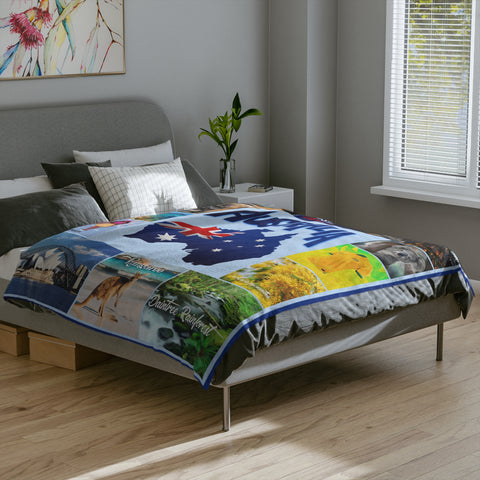 Image of Personalized AUSTRALIA Custom Blanket, Minky Blanket, Fleece Blanket, Sherpa Blanket, Gift for Mom, for Her