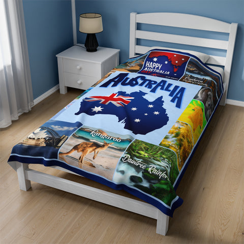 Image of Personalized AUSTRALIA Custom Blanket, Minky Blanket, Fleece Blanket, Sherpa Blanket, Gift for Mom, for Her