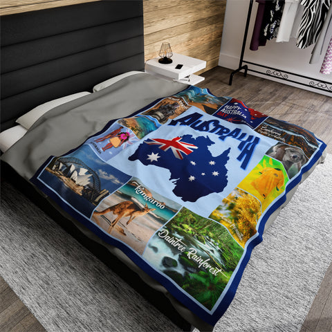 Image of Personalized AUSTRALIA Custom Blanket, Minky Blanket, Fleece Blanket, Sherpa Blanket, Gift for Mom, for Her
