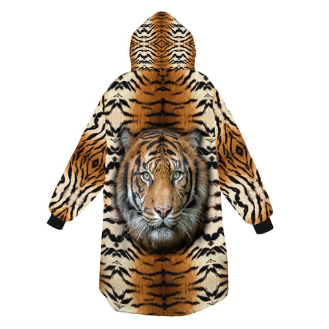 Image of Personalized Blanket Hoodies, Tiger Face Animal Oversized Blanket Hoodie