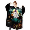 Personalized Blanket Hoodies, Happy Halloween Ghost Oversized Blanket Hoodie