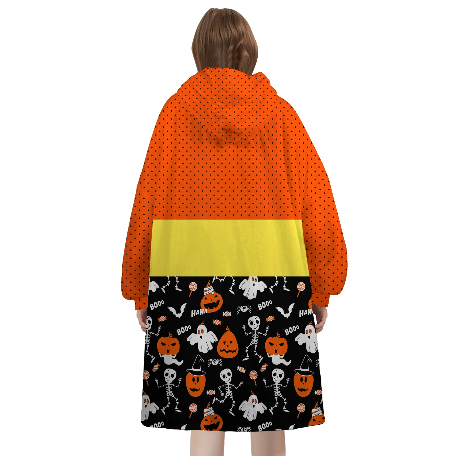 Personalized Blanket Hoodies, Halloween Trick Or Treat Pattern Oversized Blanket Hoodie