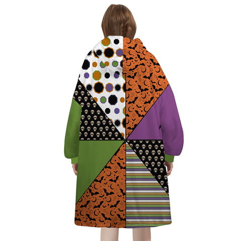 Image of Personalized Blanket Hoodies, Halloween Pattern Witch Hat Oversized Blanket Hoodie