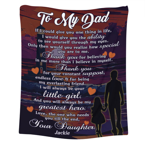 Image of Personalized Dad Blanket, Custom Lighthouse To My Dad Blanket, Message Blanket, Customized Father's Day Gifts, Blanket Gift for Dad