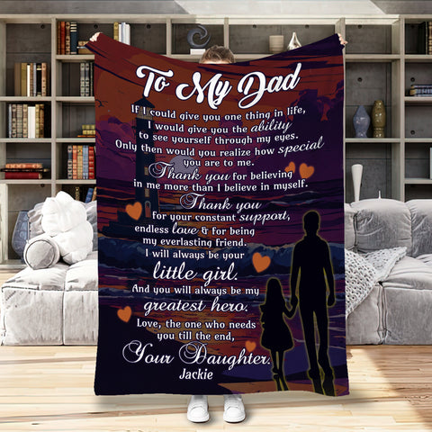 Image of Personalized Dad Blanket, Custom Lighthouse To My Dad Blanket, Message Blanket, Customized Father's Day Gifts, Blanket Gift for Dad