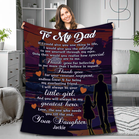 Image of Personalized Dad Blanket, Custom Lighthouse To My Dad Blanket, Message Blanket, Customized Father's Day Gifts, Blanket Gift for Dad