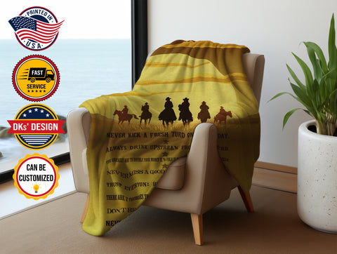 Image of Personalized Cowboy Blanket, Custom Wild West Wisdom Blanket, Western Blanket, Boy Blanket, Message Blanket, Wild West Cowboy Blanket, Horse Blanket
