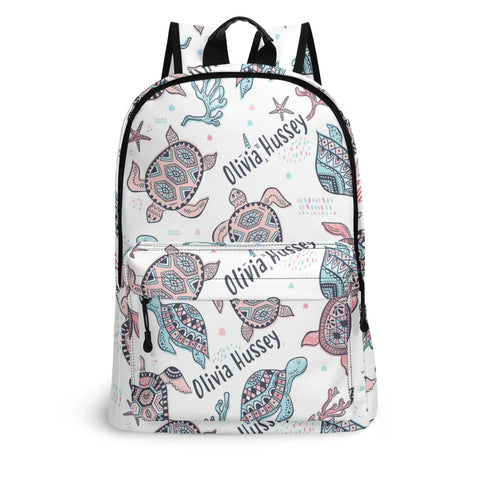 Image of Personalized Kids Backpack and Lunch Box Set, Custom Name Ocean Sea Turtles Lovers Sea Animal Backpack With Lunch Box