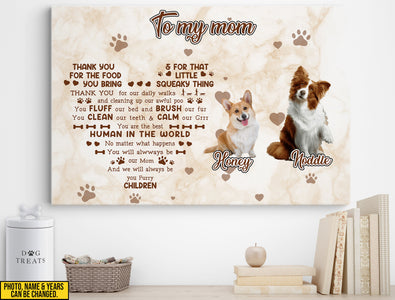 Personalized To My Mom Dog Photo Canvas, Custom Pet Canvas, Dog Lovers Wall Art, Mother's Day Gift For Dog Mom