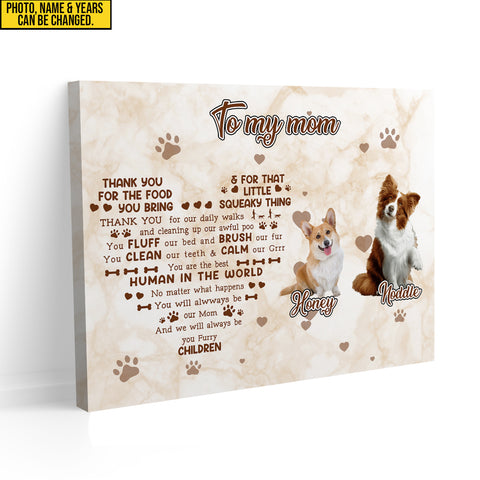 Image of Personalized To My Mom Dog Photo Canvas, Custom Pet Canvas, Dog Lovers Wall Art, Mother's Day Gift For Dog Mom