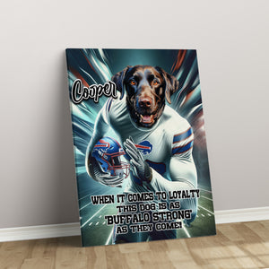 Personalized Football Pet Portrait, Buffalo Football Dog Cat Portrait, Custom Pet Canvas Poster, Football Lovers’ Gift, Digital Download