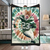 Personalized Name & Photo Football Pet Blanket, New York Jets Tie Dye Dog Cat Blanket, Sport Blanket, Football Lover Gift