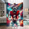 Personalized Name & Photo Football Pet Blanket, NCAA Houston Cougars Dog Cat Blanket, Sport Blanket, Football Lover Gift