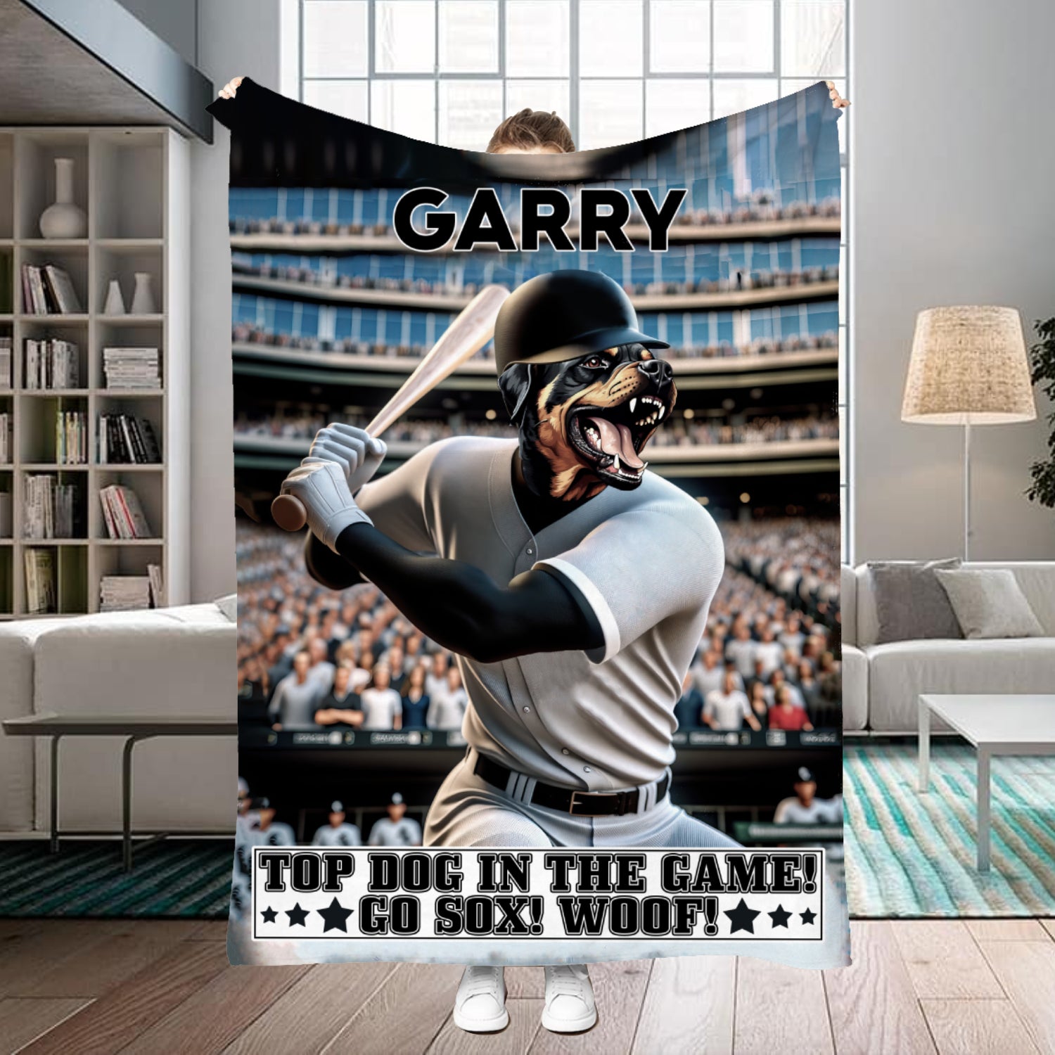 Personalized Name & Photo Baseball Pet Blanket, MLB Chicago White Sox Dog Cat Blanket, Sport Blanket, Baseball Lover Gift