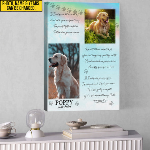 Image of Personalized Pet Memorial Photo Canvas, If I Could Have But One More Day Dog Cat Canvas, Pet Loss Gifts, Sympathy Gift For Loss of Dog