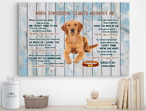 Image of Personalized Pet Memorial Photo Canvas, When Tomorrow Starts Without Me Dog Cat Canvas, Dog Loss Gifts, Pet Memorial Gifts