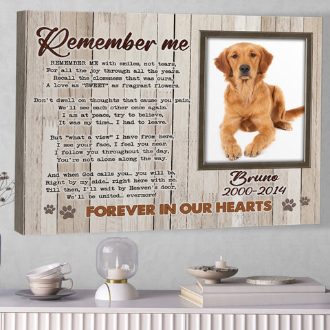 Image of Personalized Pet Memorial Photo Canvas, Remember Me Dog Cat Canvas, Dog Loss Gifts, Pet Memorial Gifts, Dog Sympathy