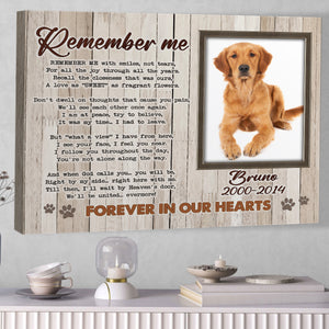 Personalized Pet Memorial Photo Canvas, Remember Me Dog Cat Canvas, Dog Loss Gifts, Pet Memorial Gifts, Dog Sympathy