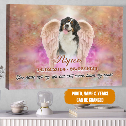 Image of Personalized Pet Memorial Photo Canvas, You Have Left My Life Canvas, Pet Wings Sympathy Gifts, Dog Gifts
