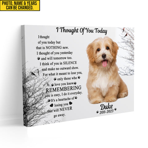 Image of Personalized Pet Memorial Photo Canvas, I Thought Of You Today Dog Cat Canvas, Sympathy Dog Gifts, Memorial Pet Photo Gift