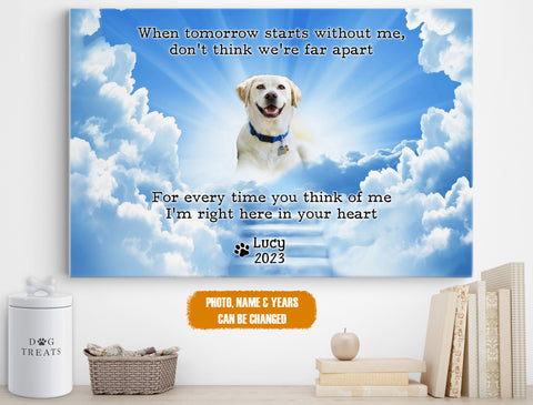 Image of Personalized Pet Memorial Photo Canvas, When Tomorrow Starts Without Me Canvas, Pet Sympathy Gifts, Dog Gifts