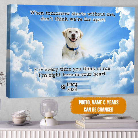 Image of Personalized Pet Memorial Photo Canvas, When Tomorrow Starts Without Me Canvas, Pet Sympathy Gifts, Dog Gifts