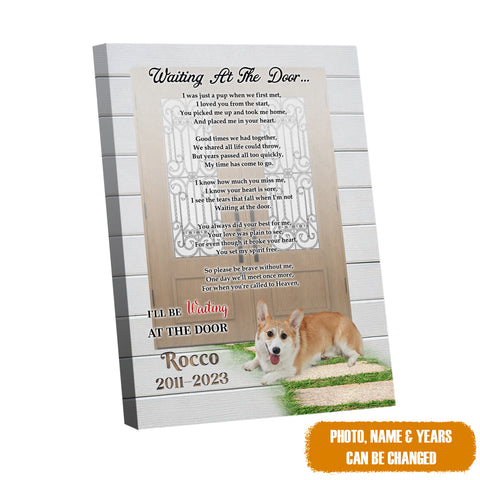 Image of Personalized Pet Memorial Photo Canvas, Pet Waiting At The Door Canvas, Pet Sympathy Gifts, Pet Loss Gifts