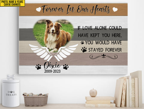 Image of Personalized Pet Memorial Photo Canvas, Forever In Our Hearts Dog Cat Canvas, Pet Sympathy Gifts, Dog Gifts