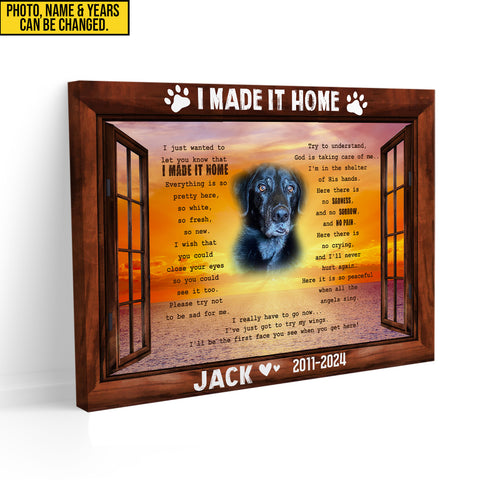 Image of Personalized Pet Memorial Photo Canvas, I Make It Home Canvas, Sympathy Gifts, Dog Gifts, Dog Memorial Photo Gift