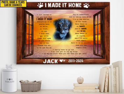 Personalized Pet Memorial Photo Canvas, I Make It Home Canvas, Sympathy Gifts, Dog Gifts, Dog Memorial Photo Gift