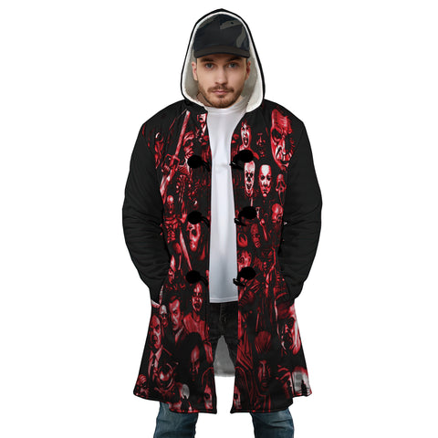 Image of Personalized Hooded Cloak Coat, Retro Zombie Halloween Horror Movies Hooded Cloak Coats