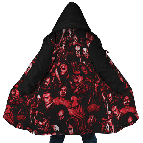 Image of Personalized Hooded Cloak Coat, Retro Zombie Halloween Horror Movies Hooded Cloak Coats