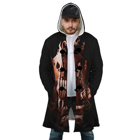Image of Personalized Hooded Cloak Coat, Skull Grim Reaper Game Over Hooded Cloak Coats