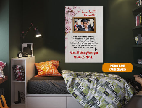 Image of Personalized Daughter Graduation Photo Canvas, Class Of 2024 Canvas, Gift For Daughter, Graduation Gift
