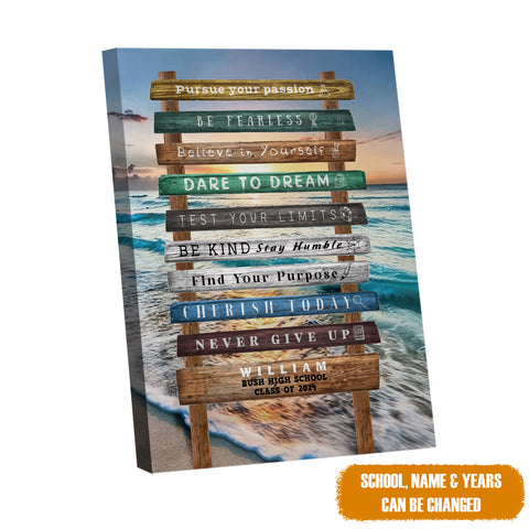 Image of Personalized Graduation Inspirational Quotes Canvas, Class Of 2024 Canvas, Graduation Wall Art, Graduation 2024 Gift