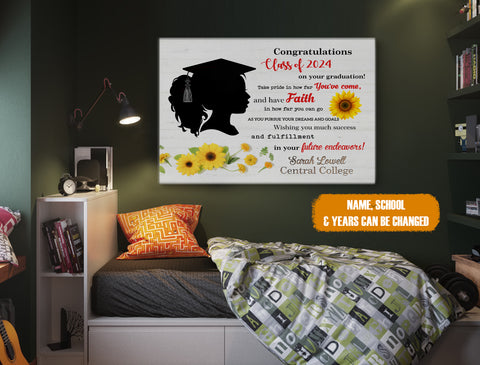 Image of Personalized Graduation Girl Canvas, Class Of 2024 Canvas For Her, Graduation Wall Art, Grad Gift For Girl, Graduation Gift