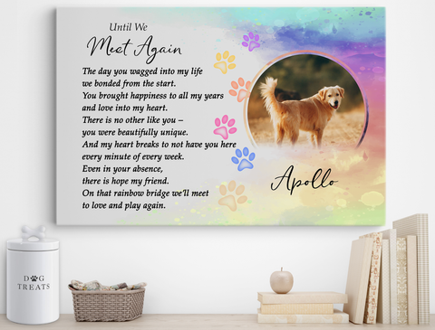 Image of Personalized Pet Memorial Photo Canvas, Until We Meet Again Dog Cat Canvas, Dog Sympathy Gifts, Memorial Pet Photo Gift